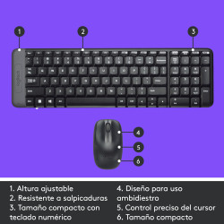 Kit de Teclado y Mouse Inalambrico LOGITECH MK220