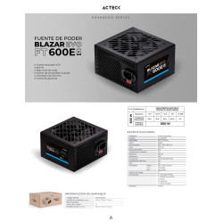 Fuente de Poder ATX 600W | Blazar Evo FT600E | Negro