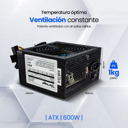 Fuente de Poder ATX 600W / Gaming VORAGO PSU-200
