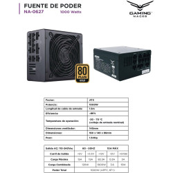 Fuente de Poder ATX 1000W / Gaming NACEB NA-0627 / 80 plus Gold