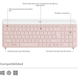 Kit de Teclado y Mouse Logitech MK470 Rosa