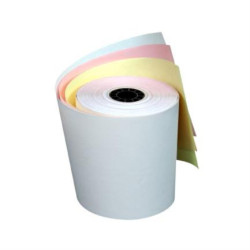 70x76mm Rollo de Papel Autocopia / Blanco/Rosa/Amarillo / Caja con 50 Piezas