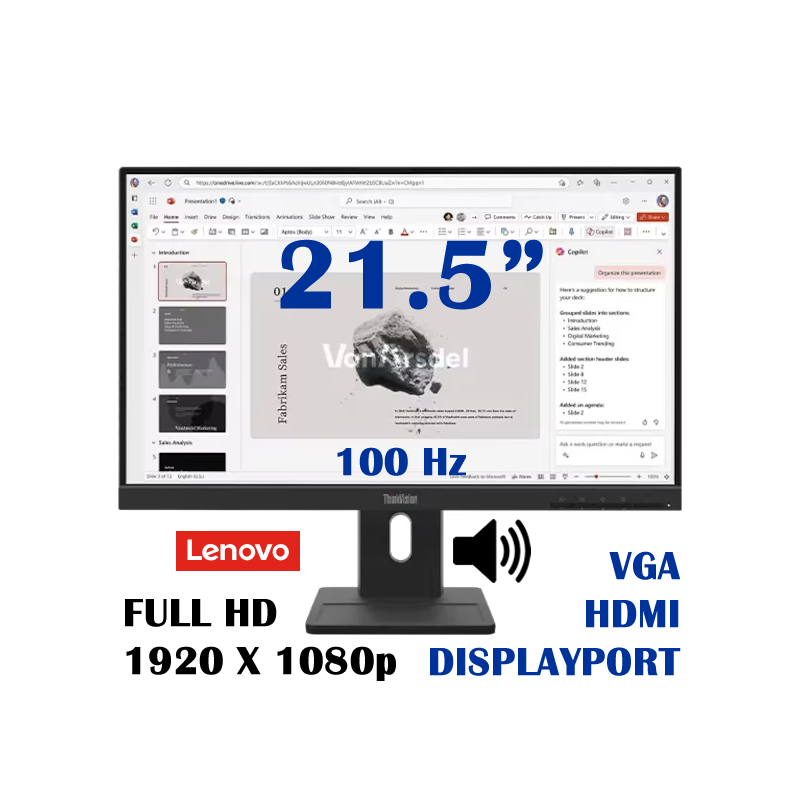 Monitor de 21.5" / 100Hz / 1920x1080p / ThinkVision E22-40