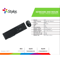 Kit de Teclado y Mouse Stylos STPKTM3B